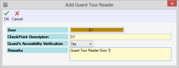 Add Guard Tour Reader Window