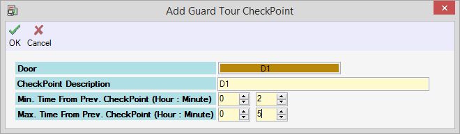 Add Guard Tour CheckPoint Window