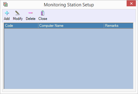 Monitoring Station Setup Window