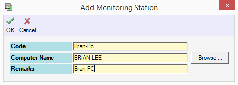 Add Monitoring Station Window