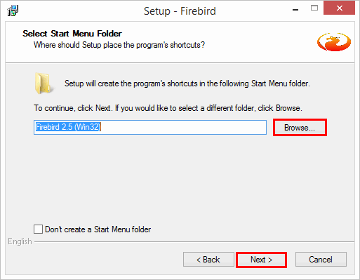 Select Start Menu folder window