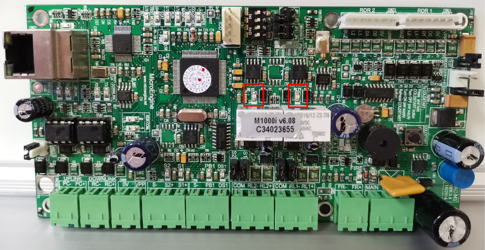 Locations of Relay Output LED Indicators on XP-M1000i Controller Board
