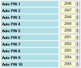 10 Slots of AutoPIN Configuration