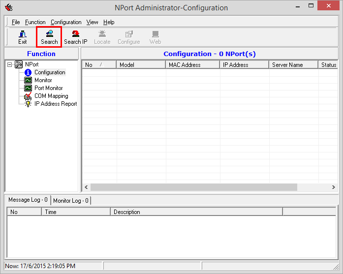 Search Icon on NPort Administrator-Configuration Window
