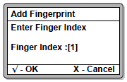Enter Finger Index Screen