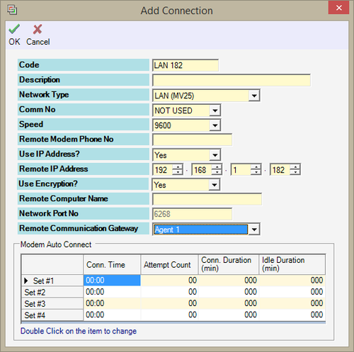 Add Connection Window in xPortalNet Server