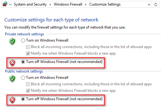 Turning Windows Firewall Off