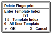 Enter Template Index Screen
