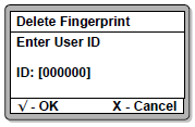 Delete Fingerprint Screen