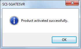 Product Activated Successfully Message