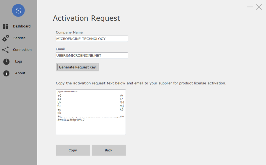Generated Activation Request Text