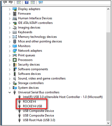 Device Manager Detecting the Dongle License as Rockey4 and Rockey4 USB