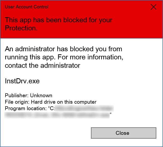 This App has Been Blocked for Your Protection Error Message