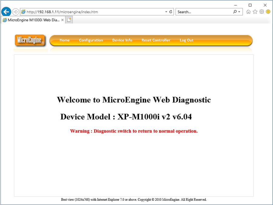 Web Diagnostic Welcome Page