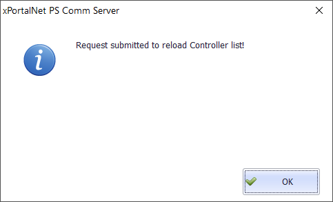 Request Submitted to Reload Controller List Window