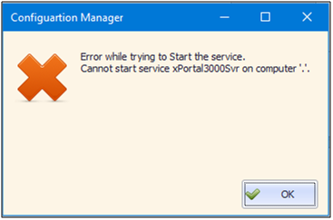 Error While Trying to Start the Service Message