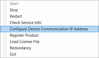 Configure Device Communication IP Address in the Right-click Menu