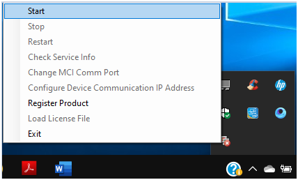Right-clicking xPortalNet Comm Service Icon and Clicking Start
