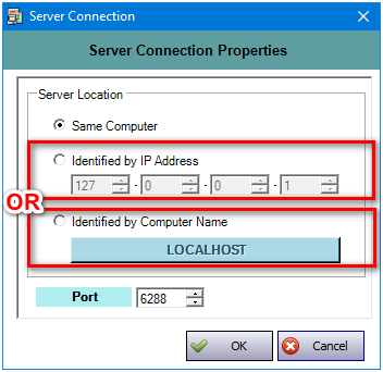 Configuring the Server Connection Properties Window