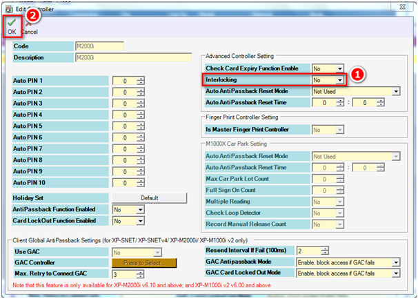 Edit Controller Window in xPortalNet Software