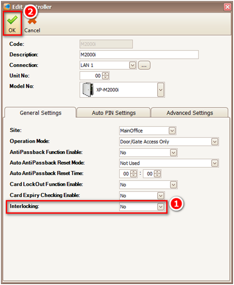Edit Controller Window in xPortal3000 Software