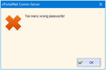 Too Many Wrong Passwords Error Message