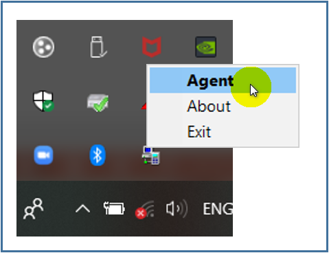 Selecting Agent on xPortal Communication Gateway Icon