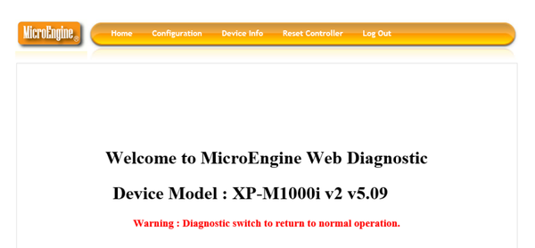 The Web Diagnostic Home Window for XP-M1000i Controller