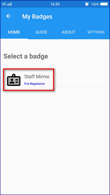 Selecting the Pre-Registered Badge