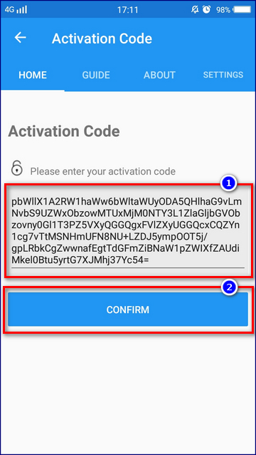 Entering the Activation Code