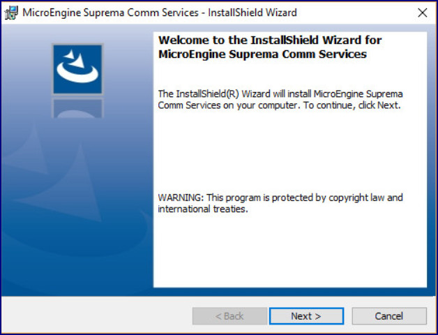 MicroEngine Suprema Comm Services InstallShield Wizard