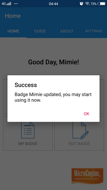 ME Mobile Access - Success Message