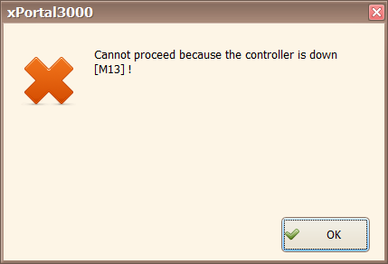 Cannot Proceed Because the Controller is Down Message