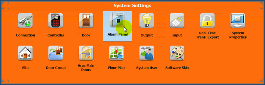 Alarm Panel Icon in System Settings Menu