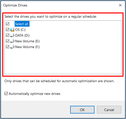 Select the Drive to be Optimized