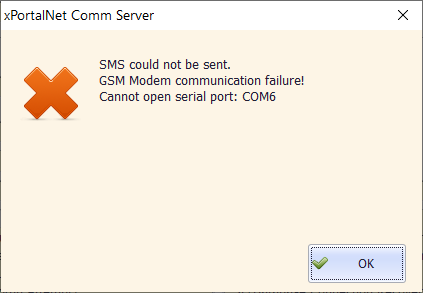SMS Could Not be Sent Error Message