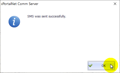 SMS Was Sent Successfully Message