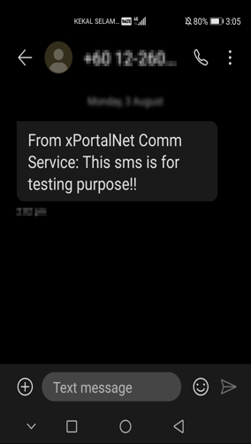 Test SMS from xPortalNet