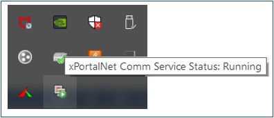 xPortalNet Comm Service Status is Shown as Running