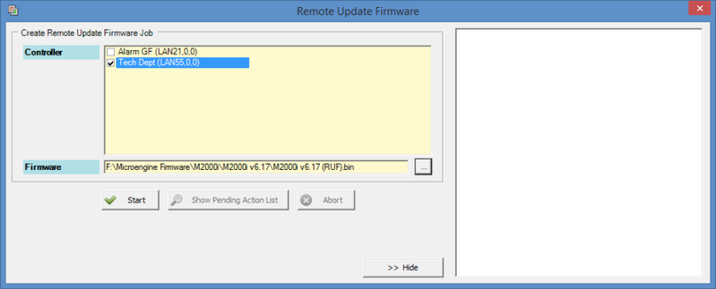 Remote Update Firmware Window