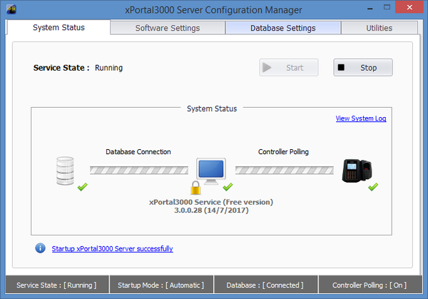 xPortal3000 Server Configuration Manager Window