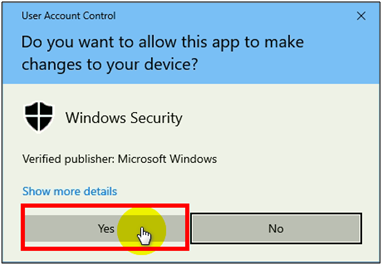 User Account Control Window