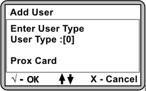 Enter User Type Window