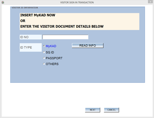 Visitor ID Information Window