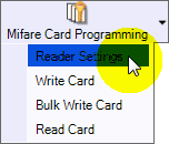 Reader Settings Button in Mifare Card Programming Icon