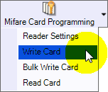 Write Card Button in Mifare Card Programming Icon