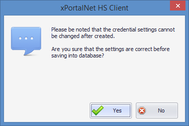 Confirming to Create Credential Settings