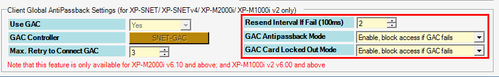 Client Global AntiPassback Settings Section in Edit Controller Window
