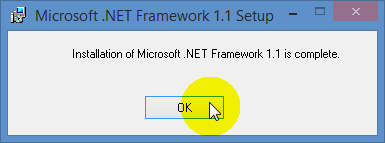Installation of Microsoft .NET Framework 1.1 is Complete Window