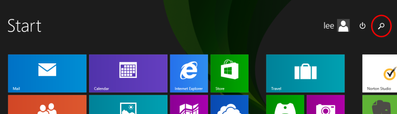 Search Icon in Windows 8 Start Screen Menu